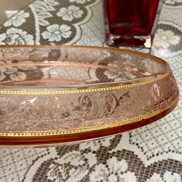 BEAUTIFUL RARE 13” PINK GLASS VTG CONSOLE BOWL - Picture 5 of 5